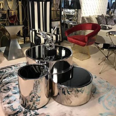 satın al Modern Paslanmaz Çelik Elektroliz Sehpa Seti Yuvarlak Metal Sehpa online manufacture