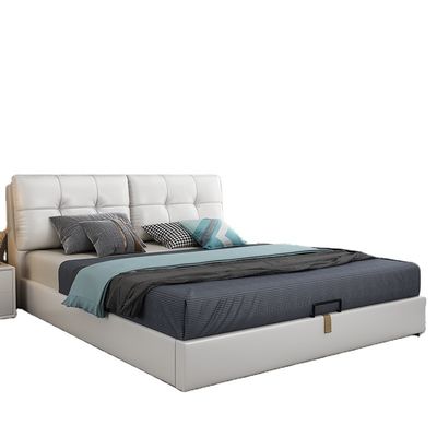 satın al Lüks Deri Beyaz Yatak Modern Yumuşak Sanat Otel Odası Yatak online manufacture