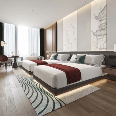 satın al Lüks Modern Otel Yatak Odası Mobilya Setleri Ceviz Kaplama Yatak E1 Kontrplak Özelleştirilmiş online manufacture