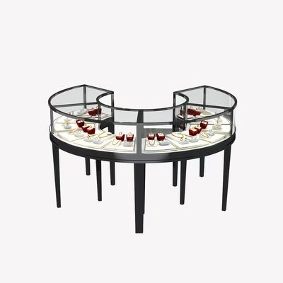 satın al Yuvarlak Kavisli Mücevher Vitrini Oval mücevher cam tezgahı Özel online manufacture
