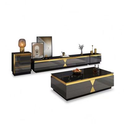 satın al Rock Plate Otel Odası Dolapları Lüks TV Dolabı Setleri Otel Odası Siyah Cam online manufacture