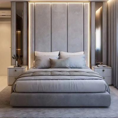 satın al Ticari Otel Yatak Odası Mobilyası Modern Lüks Daire Villa Keten Kumaş Yatak online manufacture