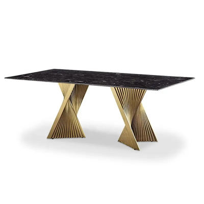 satın al Premium Otel Restoran Mobilyaları Modern Sanat Doğal Mermer Metal Taban Yemek Masası online manufacture