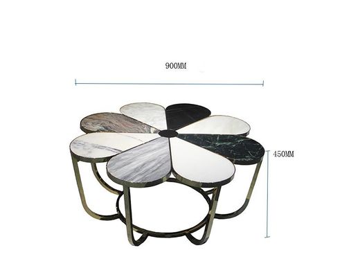 satın al İskandinav Çiçek Şekli Otel Lobisinde Mobilya Metal Eğlence Mermer Çay Masası online manufacture