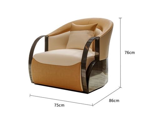 satın al High End Otel Lobi Mobilyaları Hakiki Deri Paslanmaz Çelik Kol Dayama Tek Şezlong online manufacture