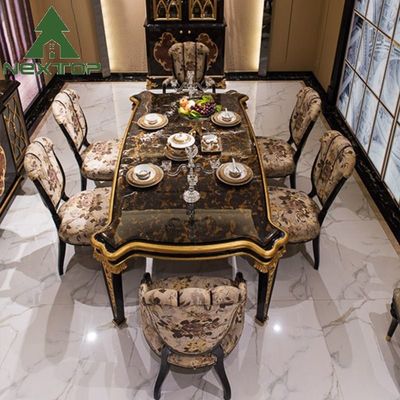 satın al İngiliz Kraliyet Tarzı Yemek Masası Set 6 kişilik Lüks Ahşap Yemek Masası Setleri online manufacture
