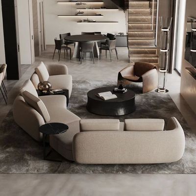 Şekilli Kavisli Minimalist Otel Lobisinde Mobilya Keten Dilimli Kanepe