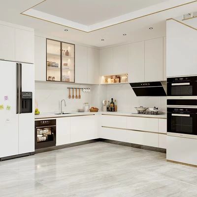 Kuvars Taş Otel Mutfak Dolapları Dayanıklı Metal Çerçeve Çizilmeye Dayanıklı