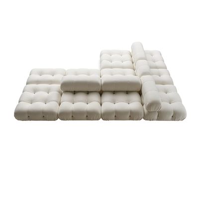 Teddy Otel Lobisinde Mobilya Kumaşı Beyaz Kuzu Yünü Kanepe Modüler Kombinasyon