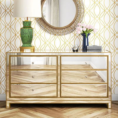 6 Dawers Ayna Faset Dresser ile Özel Modern Lüks Teşhir Dolapları