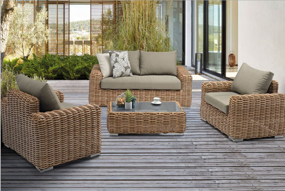 Modern Lüks Dış Mekan Mobilya Seti Otel Bahçe Hasır Rattan Koltuk Takımı