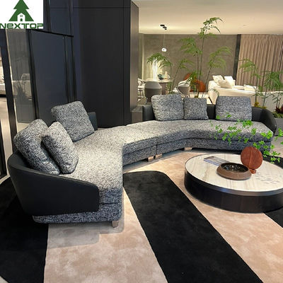 Lüks Otel Lobisinde Resepsiyon Modüler Koltuk Takımı High End Villa Kumaş Gri Keten Kanepe