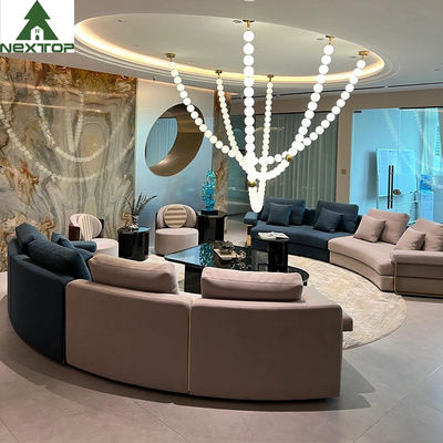 Metal Çerçeve ile OEM Otel Lobi Mobilya İç Modüler Koltuk Nubuk Kumaş Daire Köşe