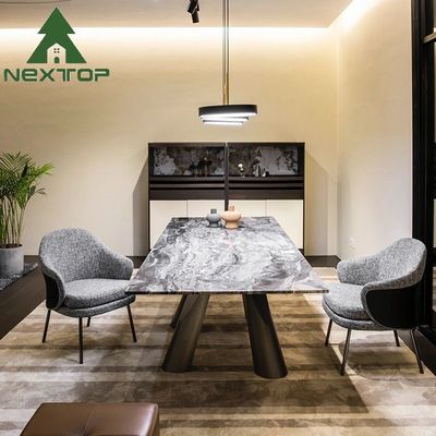 NextTOP Paslanmaz Çelik Mermer Yemek Masası Art Temel Dikdörtgen