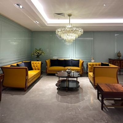 Vintage Otel Lobisi Mobilya Ahşap Çerçeve Chesterfield Deri Villa Kanepe Seti