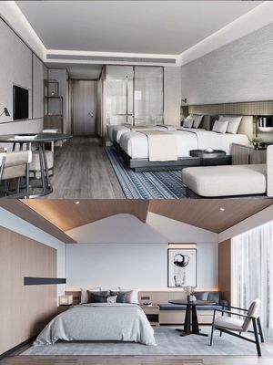 Multi Type Hotel Suite Lüks Yatak Oda Mobilyaları Açık Renk