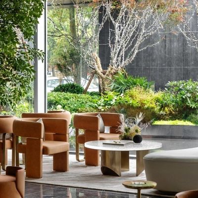 Modern Lüks Otel Lobisi Mobilya Ofis Resepsiyon 1 2 3 Kanepeler Kahve Masası Seti