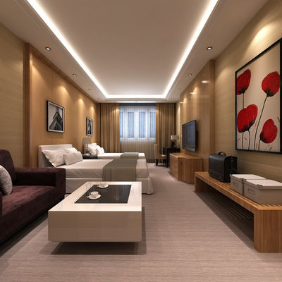 MDF Ahşap yatak odası mobilyaları Tamamen döşenmiş Beş Yıldızlı Otel Resort Konaklama Süitleri