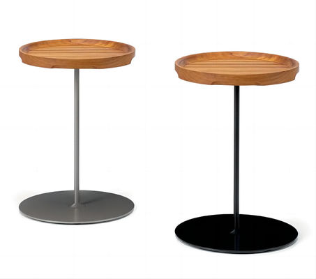 Plywood Small Side Coffee End Table Lounge için ahşap üst çelik taban masalar