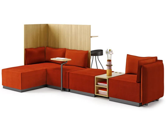 Aesthetic Interior Bölümlü Kumaş Kanepe Entegre Dergi Rağı ile