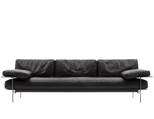 Hafif lüks minimalist çok kişilik siyah otel odası metal çerçeveli deri kanepe