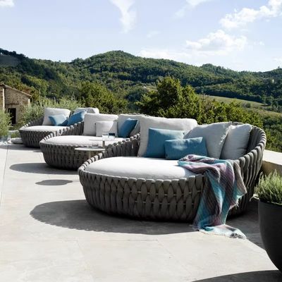 Lüks Otel Açık Rattan Yuvarlak Yatak Alfresco Koltuk Kanepe