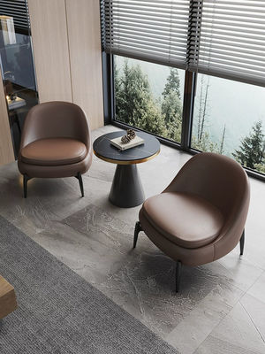 5 Yıldızlı Otel Minimalist Tarzı Gerçek Deri Kanepe İş Sandalyesi Ve Masa Set