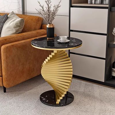Siyah Altın Mermer Kahve Masası Alışkanlıklı Metal Yan Masa Otel Ofis Kullanımı