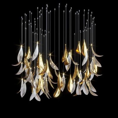 Metal Leaf Shaped Custom Lighting Hotel Lobby Main Chandelier Staircase Lights