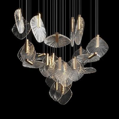Off-Standard Custom Whole House Chandelier Glass Disc Metal Art Piece Lights