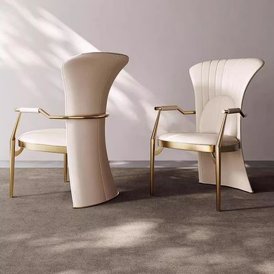 Hafif Lüks Premium Deri Sandalye Paslanmaz Çelik Modern Minimalist Yemek Sandalyesi