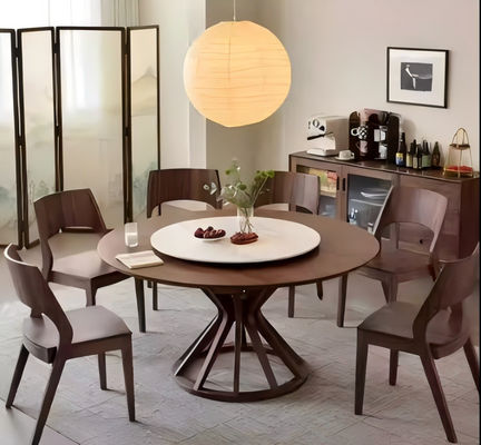 5 Yıldızlı Otel Restoran Yüksek Kaliteli Katı Ahşap Yuvarlak Yemek Masası 6 kişilik